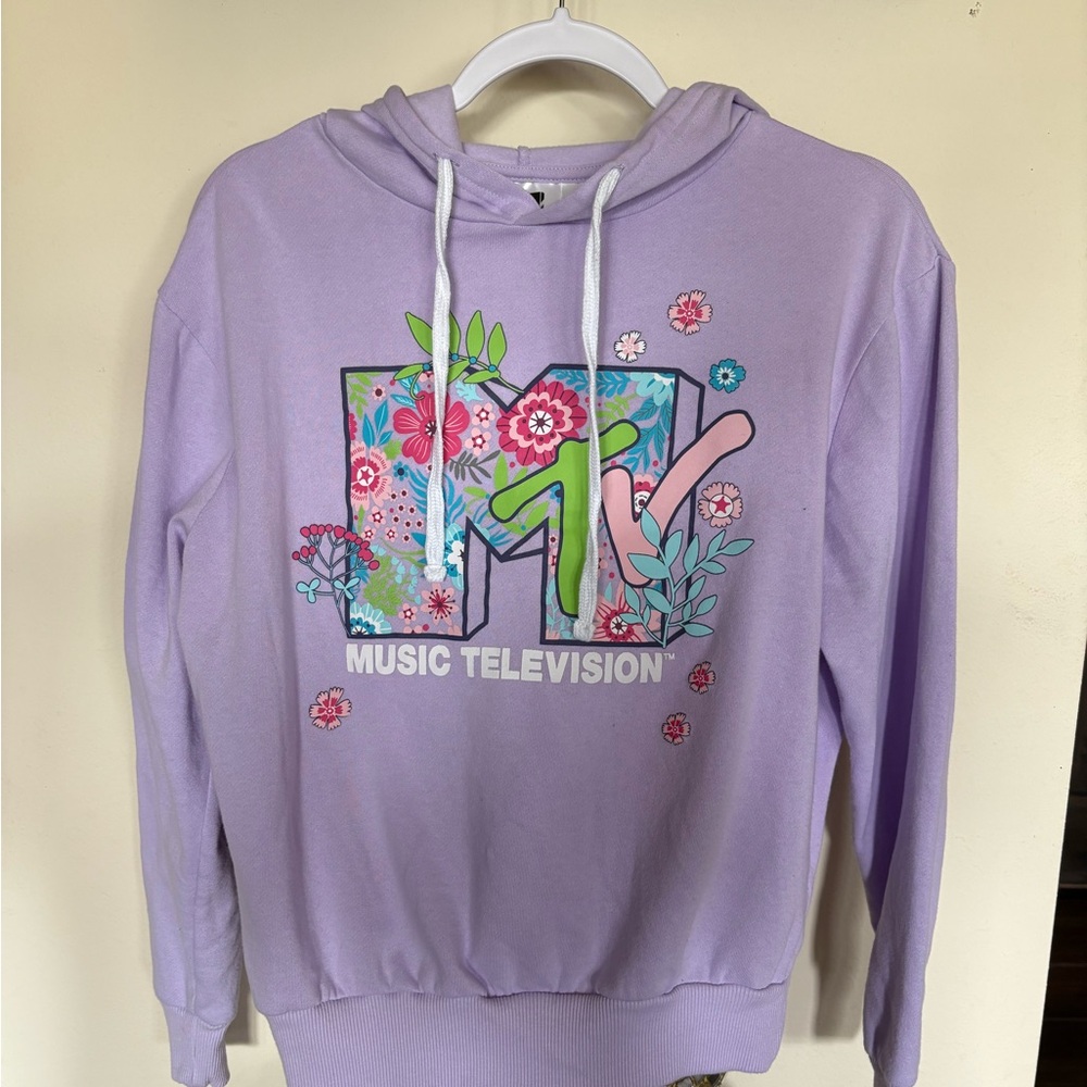 MTV Lavender Hoodie with Floral Design